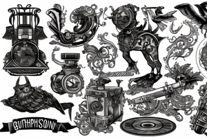 steampunk gramophon playing a vinyl tattoo idea