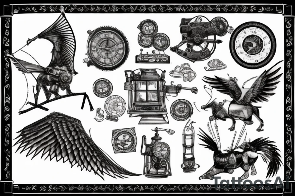 steampunk gramophon playing a vinyl tattoo idea