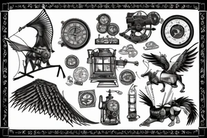 steampunk gramophon playing a vinyl tattoo idea