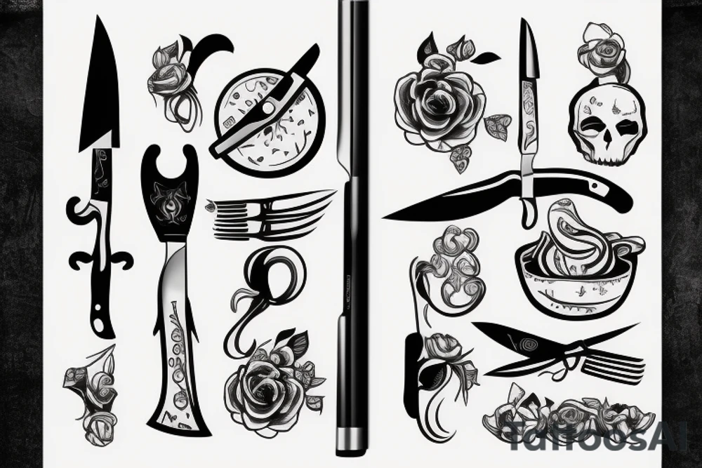 kitchen knife tattoo idea