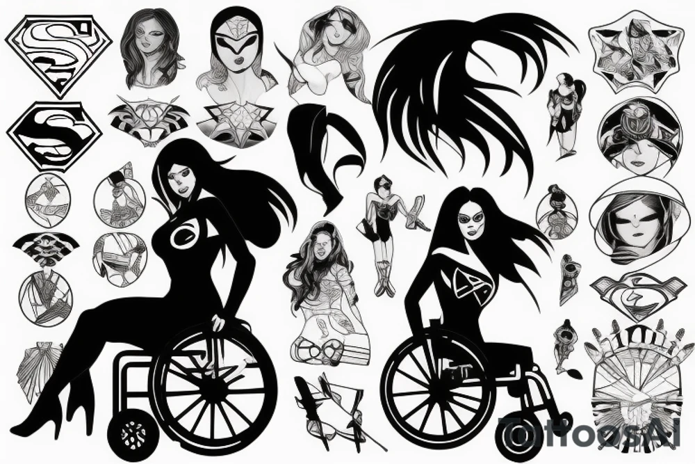 Super heroine pushing a wheelchair tattoo idea