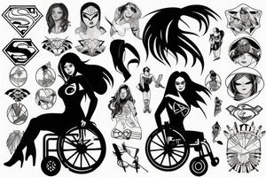 Super heroine pushing a wheelchair tattoo idea