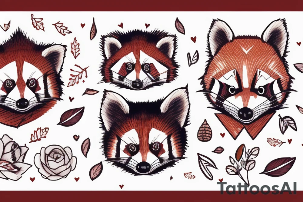 A raccoon and a red panda as great companions, in love, but not cheesy tattoo idea