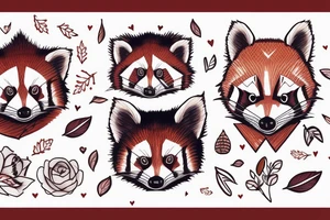A raccoon and a red panda as great companions, in love, but not cheesy tattoo idea