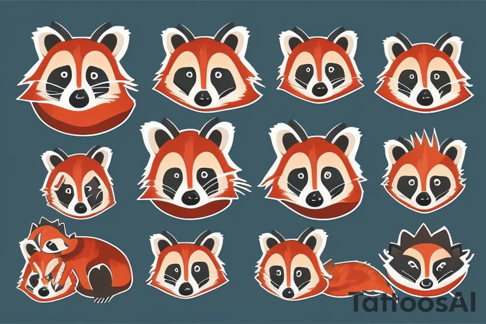 A raccoon and a red panda as great companions, in love, but not cheesy tattoo idea