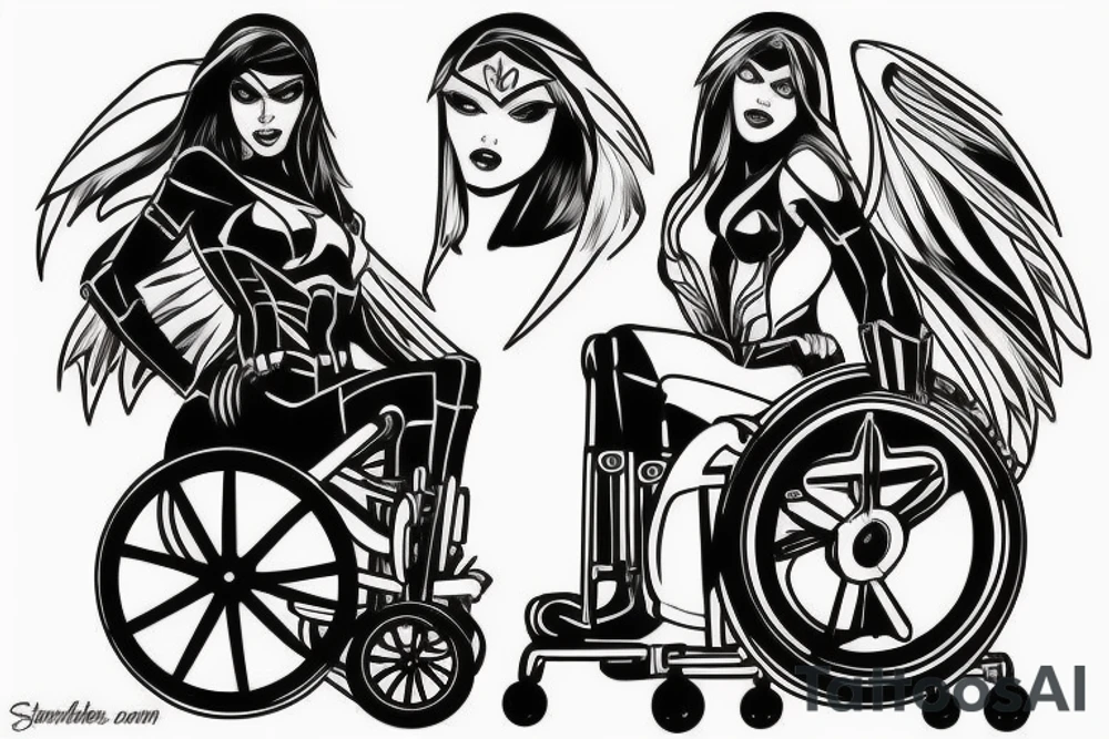 Super heroine pushing a wheelchair tattoo idea