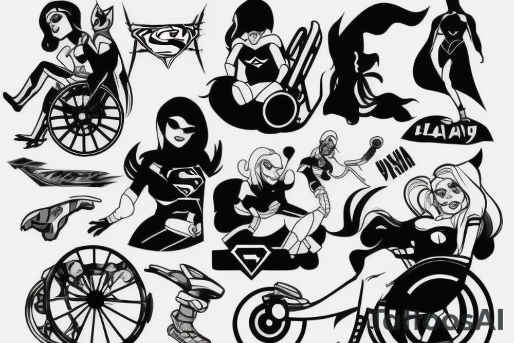 Super heroine pushing a wheelchair tattoo idea