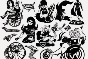 Super heroine pushing a wheelchair tattoo idea