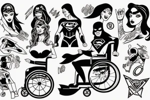 Super heroine pushing a man in a wheelchair tattoo idea