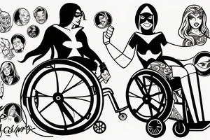 Super heroine pushing a man in a wheelchair tattoo idea