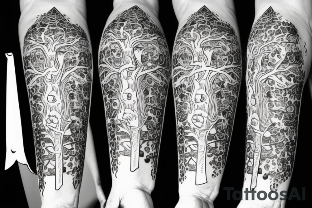 Equality, Karma, Tree and a Sword, forearm tattoo idea
