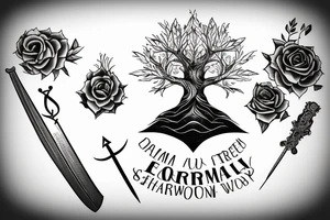 Equality, Karma, Tree and a Sword, forearm tattoo idea