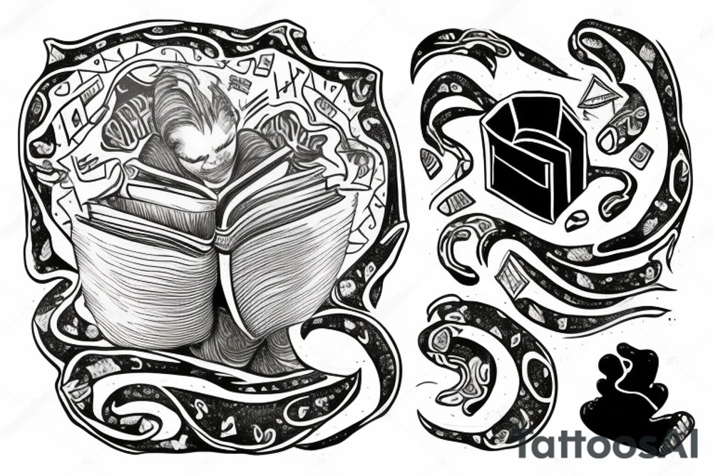 Slug of Atmosphere reading a book called «the book of Soul» tattoo idea