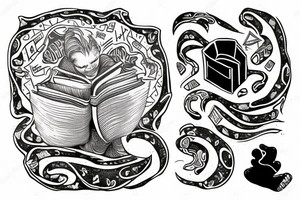 Slug of Atmosphere reading a book called «the book of Soul» tattoo idea