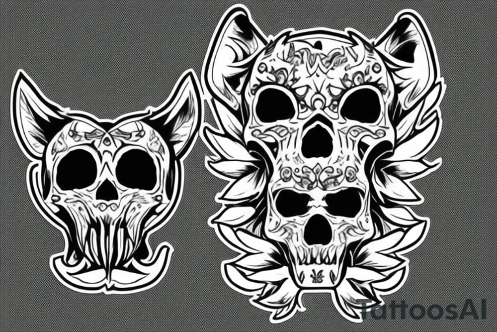 Furry Skull Wolf tattoo idea