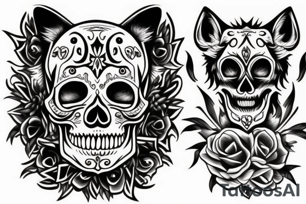 Furry Skull Wolf tattoo idea