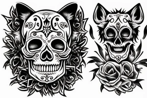 Furry Skull Wolf tattoo idea