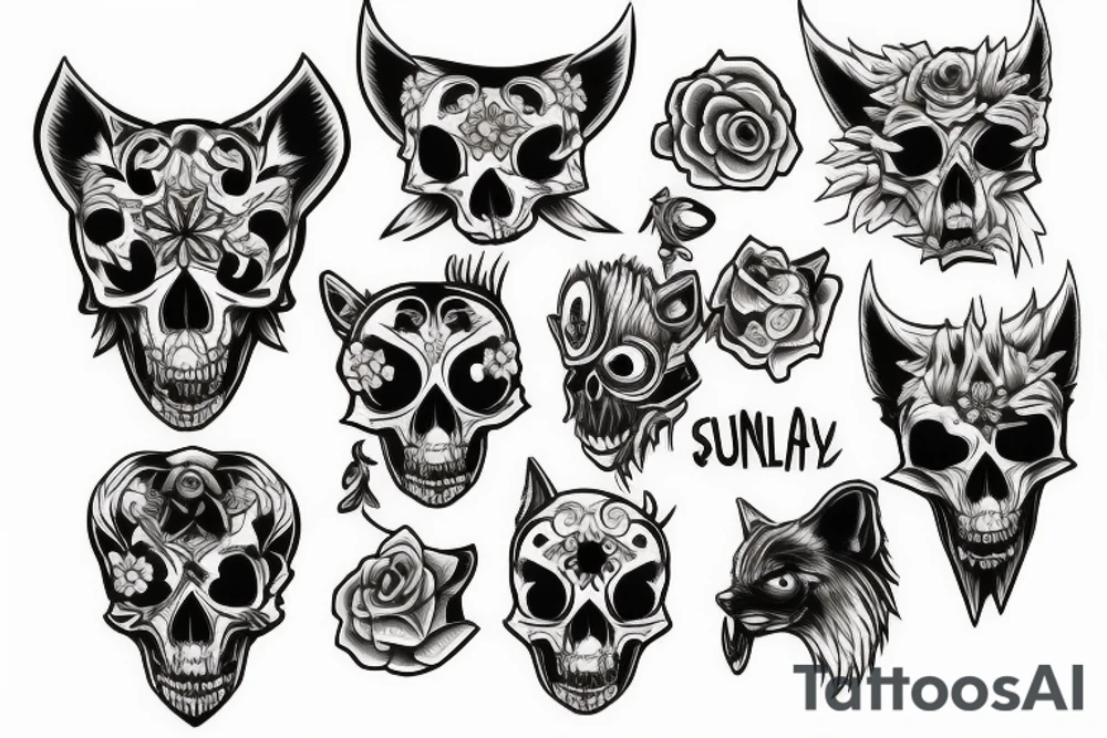 Furry Skull Wolf tattoo idea