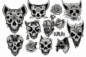 Furry Skull Wolf tattoo idea