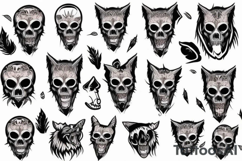 Furry Skull Wolf tattoo idea