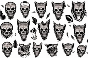 Furry Skull Wolf tattoo idea