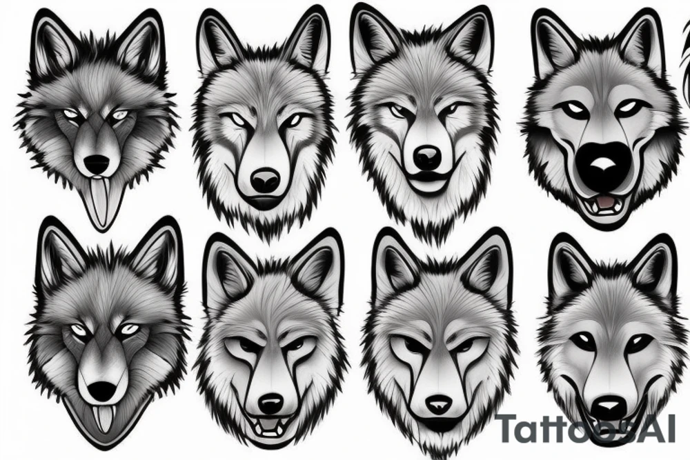 Blue and black Furry Wolf tattoo idea