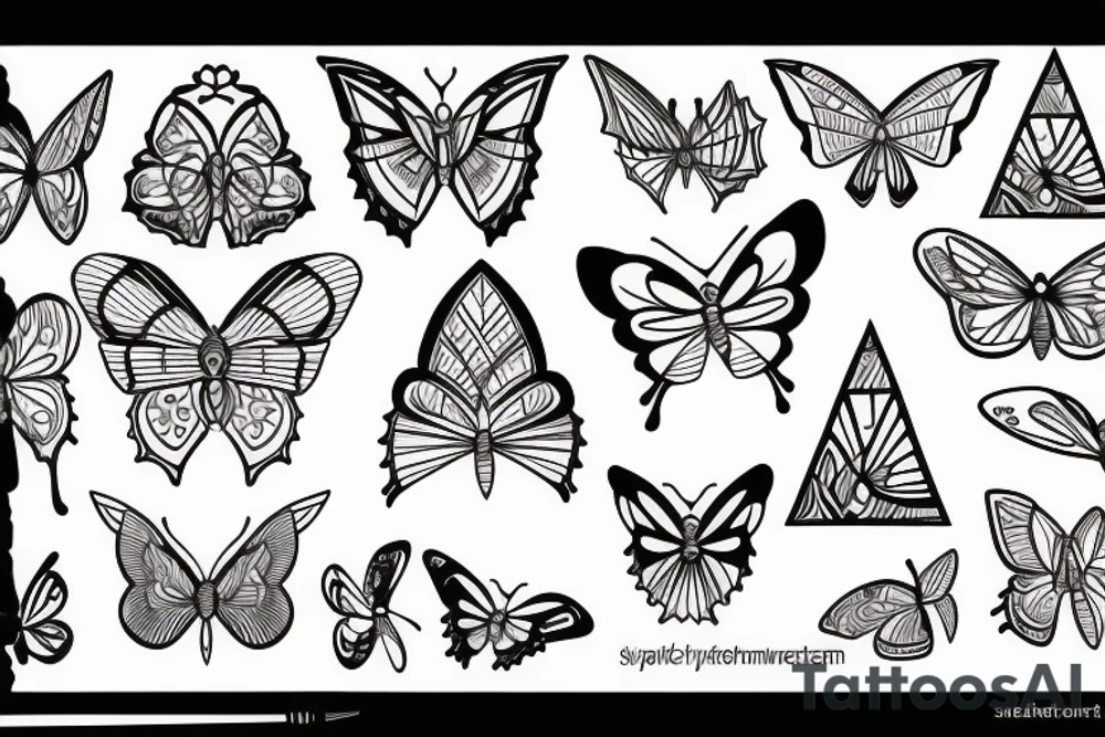 A butterfly and a pyramid tattoo idea