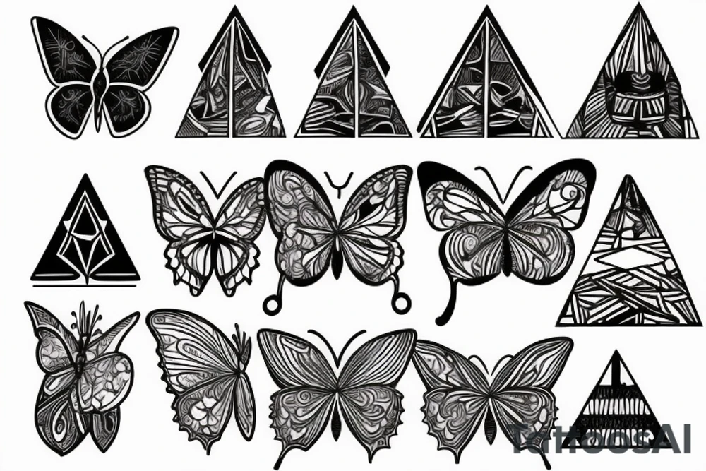 A butterfly and a pyramid tattoo idea