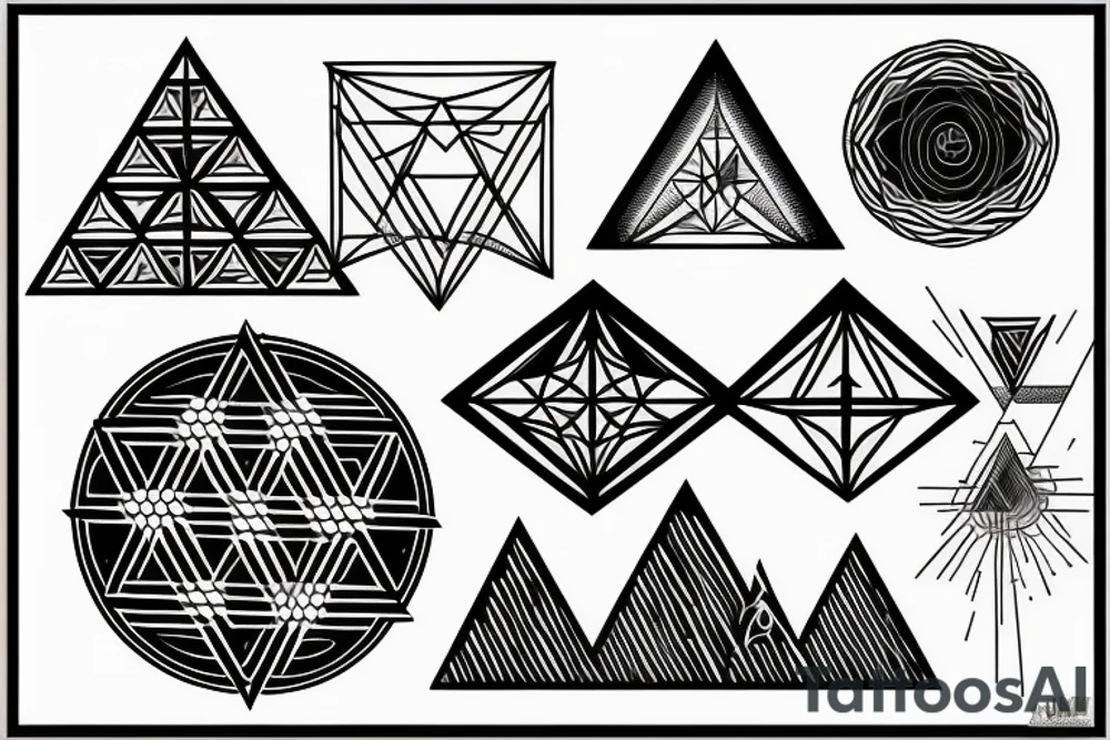 Sacred geometry with mountains tattoo idea