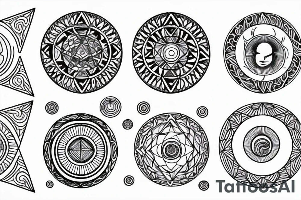 Sacred geometry with sun and moon tattoo idea