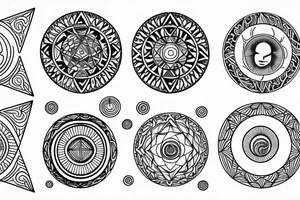 Sacred geometry with sun and moon tattoo idea