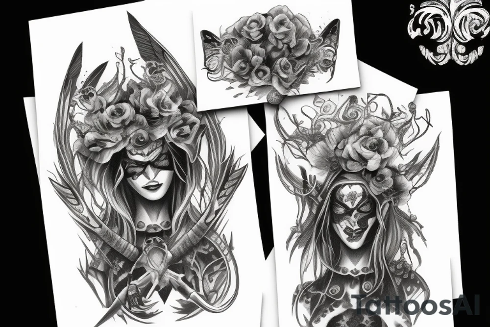 A warrior refusing lady death tattoo idea