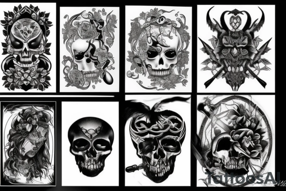 A warrior and female death tattoo idea