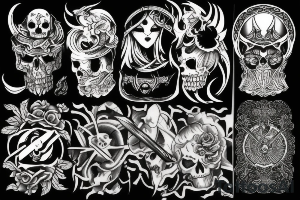 A warrior and female death tattoo idea