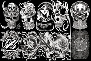 A warrior and female death tattoo idea
