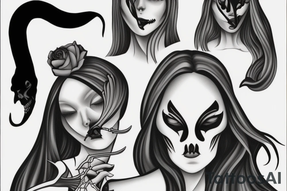 Sexy female grim reaper tattoo idea