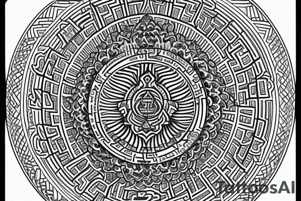 Buddhist symbols and sacred geometry tattoo idea