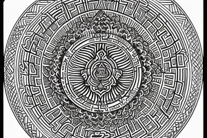 Buddhist symbols and sacred geometry tattoo idea