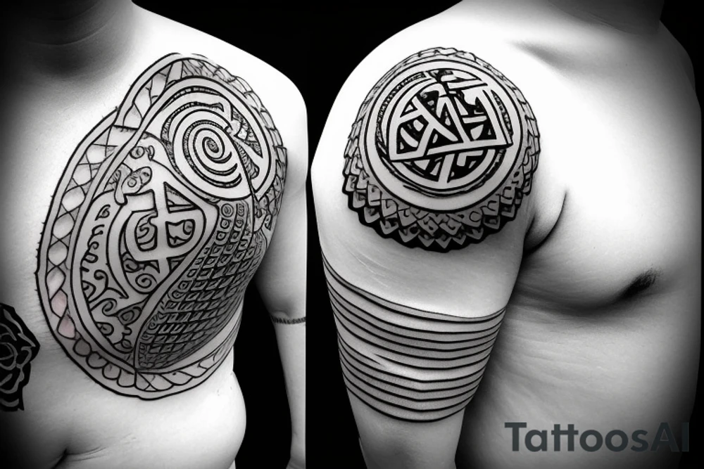 Buddhist symbols and sacred geometry tattoo idea