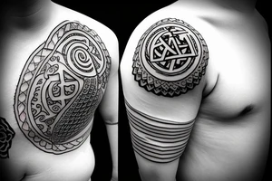 Buddhist symbols and sacred geometry tattoo idea