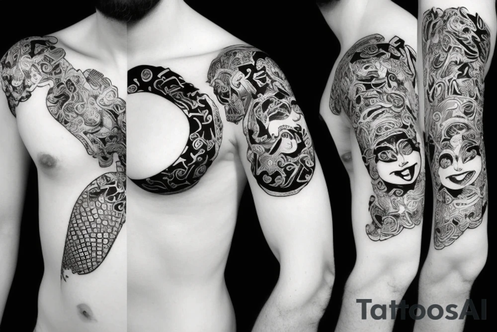 Pan with two eggs with smiles tattoo idea