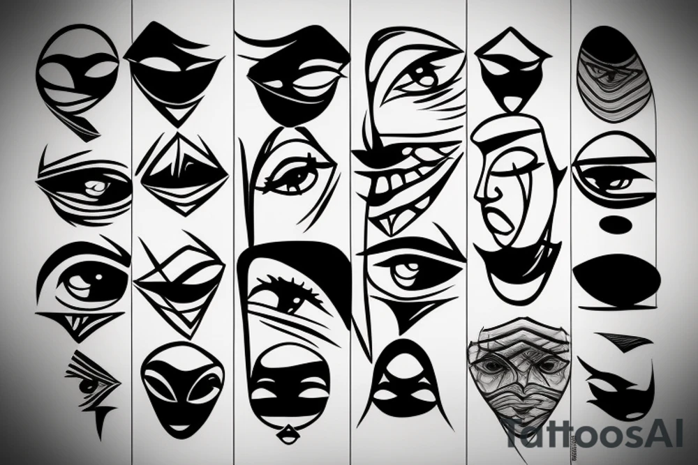 Abstract face thin line tattoo idea