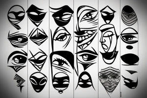 Abstract face thin line tattoo idea