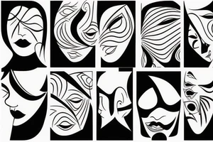 Abstract face thin line tattoo idea