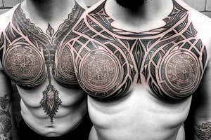 neo grunge gothic tribal symmetric chest tattoo tattoo idea