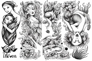 Ophelia drowning in river full body tattoo idea