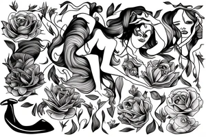 Ophelia drowning in river full body tattoo idea