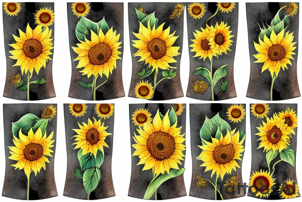 Tree of life sunflower mountain range surf tattoo idea