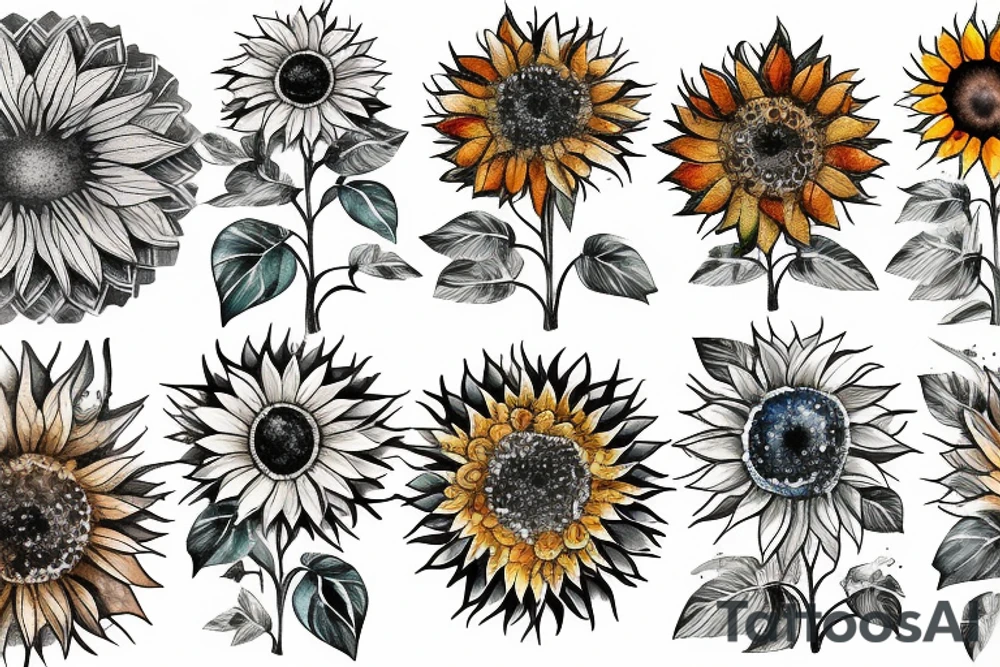 Tree of life sunflower mountain range surf tattoo idea