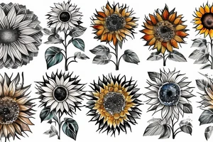Tree of life sunflower mountain range surf tattoo idea